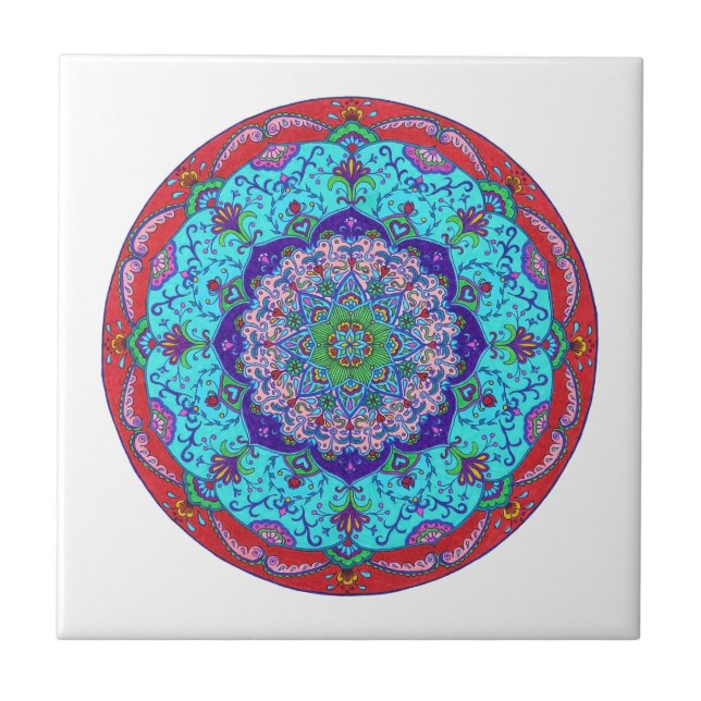 Carreau de céramique de mandala de fleur de Lotus, (Devant)