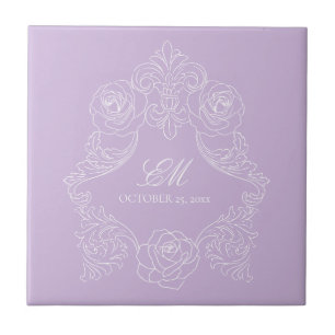Carreau de céramique de mariage à monogramme victo