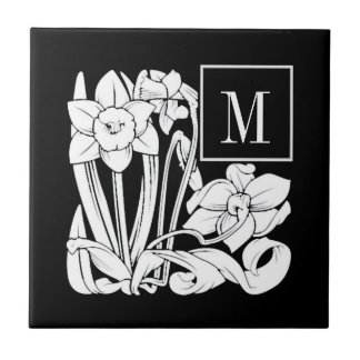 Carreau de céramique de monogramme de jonquille de