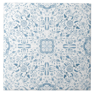 Carreau de céramique de motif bleu vintage