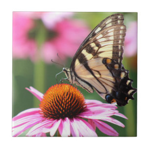 Carreau de céramique de papillon jaune de machaon