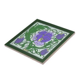 Carreau de céramique de pivoine pourpre de Nouveau