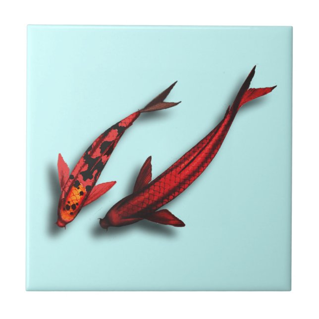 Carreau de céramique de poissons rouges de Koi (Devant)