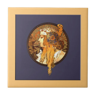 Carreau de céramique de portrait de Nouveau d'art