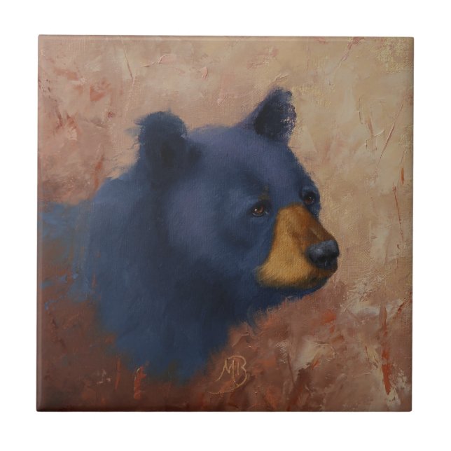 Carreau de céramique de portrait d'ours noir (Devant)