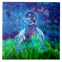 Carreau de céramique de regard fixe de dauphin