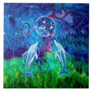 Carreau de céramique de regard fixe de dauphin