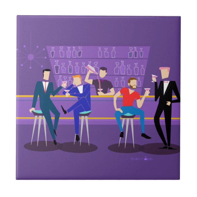 Carreau de céramique de rétro bar gay (Devant)