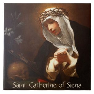 Carreau de céramique de Sainte Catherine de Sienne