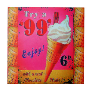 Carreau de céramique de signe vintage de glacier