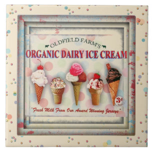 Carreau de céramique de signe vintage de glacier