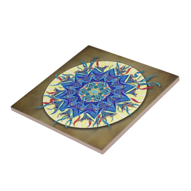 Carreau de céramique de sourire de mandala de lune (Côté)
