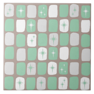 Carreau de céramique de Starbursts de rétro jade