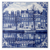 Carreau de céramique de style Delft Blue représent