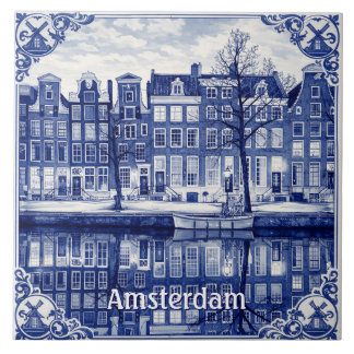 Carreau de céramique de style Delft Blue représent