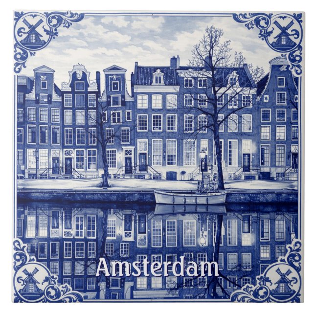 Carreau de céramique de style Delft Blue représent (Devant)