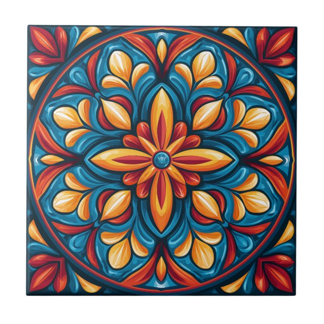 Carreau de céramique de style Talavera mexicain (Devant)
