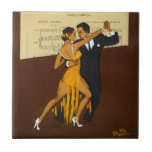 Carreau de céramique de TANGO<br><div class="desc">Image vintage d'annonce d'un couple dansant le tango avec des textes de chanson à l'arrière-plan</div>