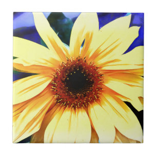 Carreau de céramique de tournesol petit (4,25" x