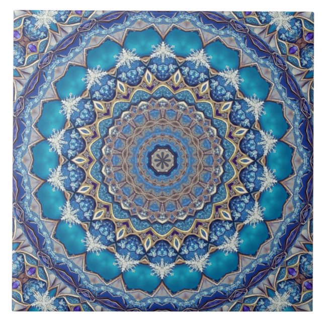 Carreau de céramique décoratif bleu (Devant)