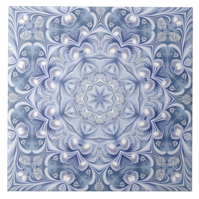 Carreau de céramique décoratif bleu (Devant)