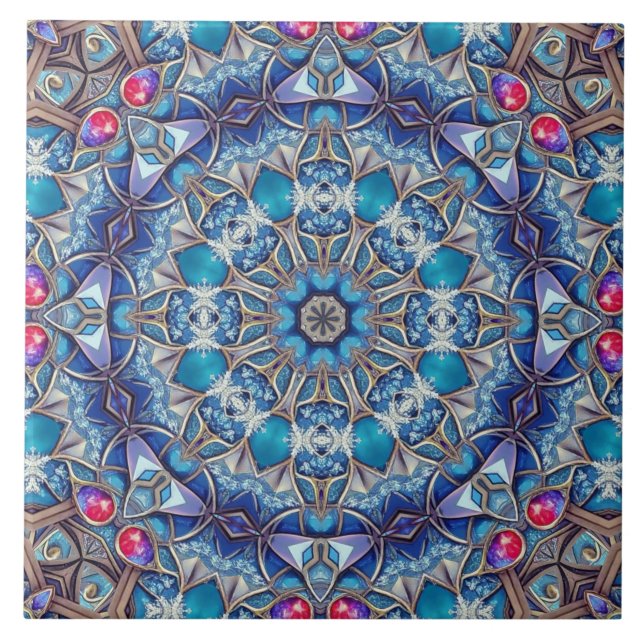 Carreau de céramique décoratif bleu (Devant)