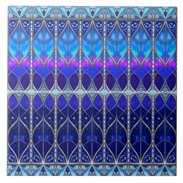 Carreau de céramique décoratif bleu (Devant)