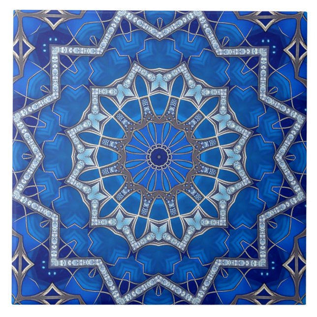 Carreau de céramique décoratif bleu (Devant)
