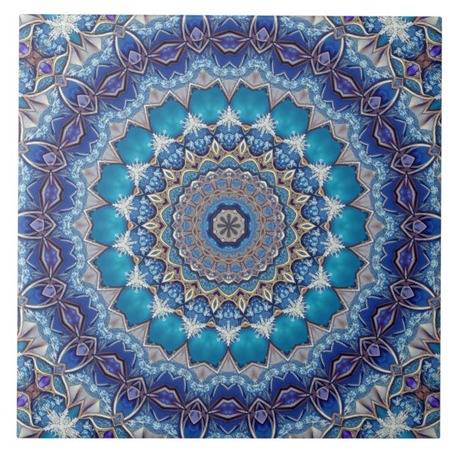 Carreau de céramique décoratif bleu (Devant)