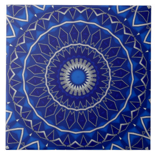 Carreau de céramique décoratif bleu