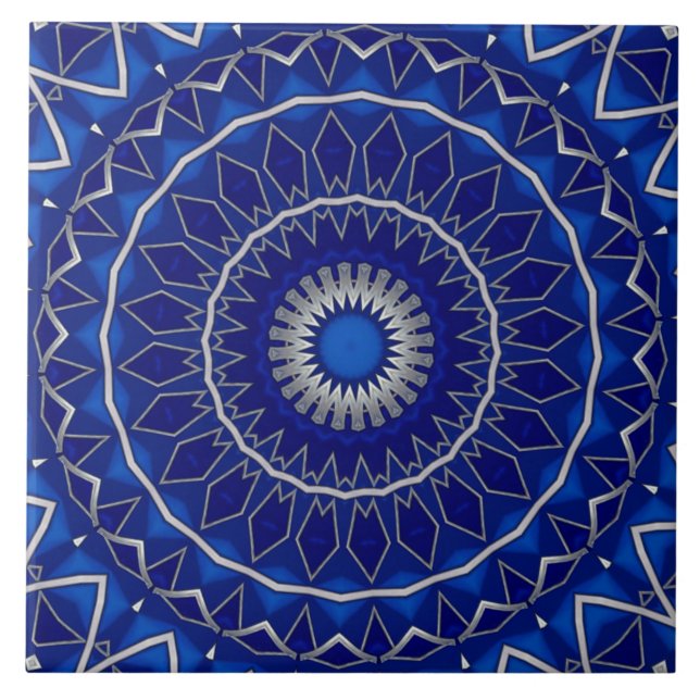 Carreau de céramique décoratif bleu (Devant)