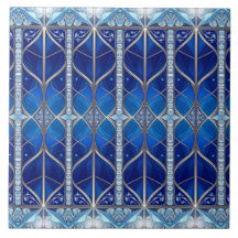Carreau de céramique décoratif bleu