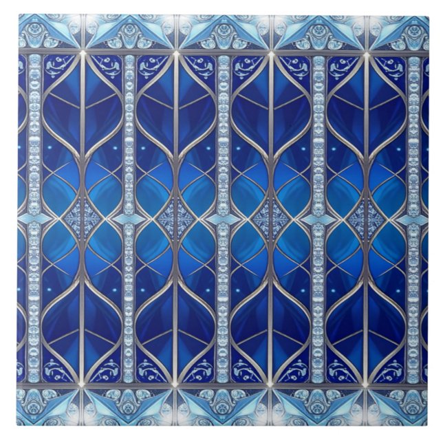 Carreau de céramique décoratif bleu (Devant)
