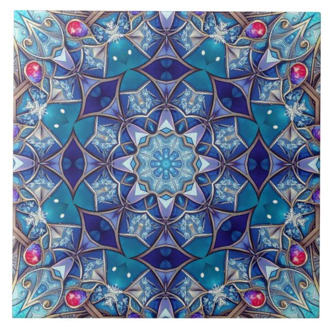 Carreau de céramique décoratif bleu (Devant)