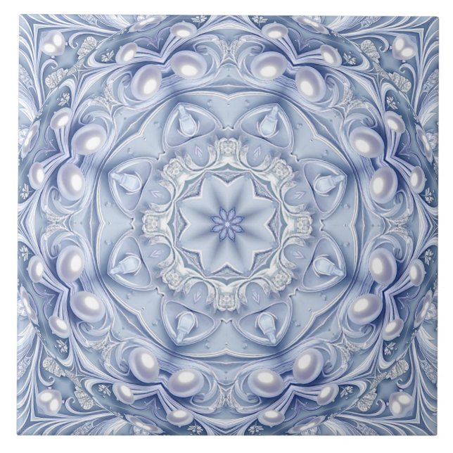 Carreau de céramique décoratif bleu (Devant)