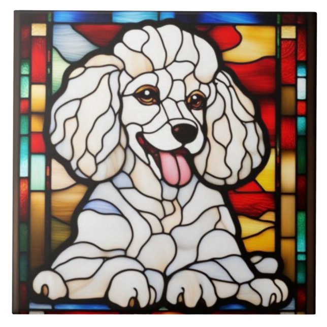 Carreau de céramique décoratif de caniche mignon (Devant)