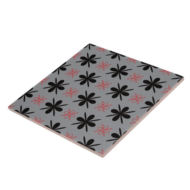 Carreau de céramique décoratif floral rétro modern (Côté)