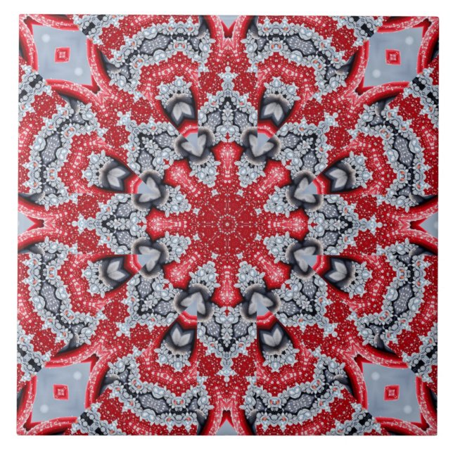 Carreau de céramique décoratif rouge (Devant)