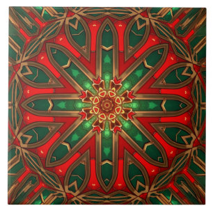 Carreau de céramique décoratif rouge vert