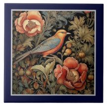 Carreau de céramique - Dessin d'oiseau Art nouveau