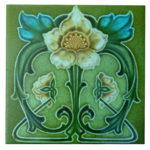 Carreau de céramique - Dessin floral Art Nouveau V