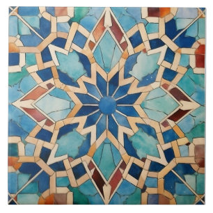 Carreau de céramique - Dessin marocain en étoile é