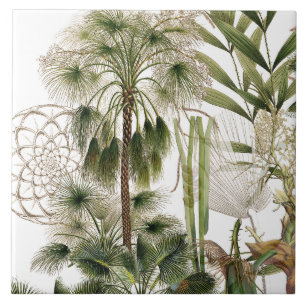 Carreau de céramique d'île de frondes tropicales