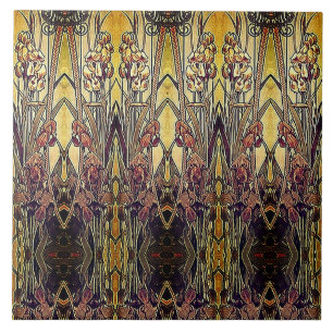 Carreau de céramique d'iris de bronze de nouveau