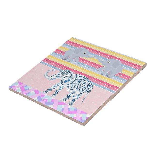 Carreau de céramique Eléphant Pastel (Côté)