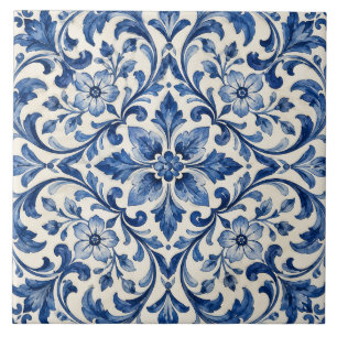 Carreau de céramique en azulejo bleu et blanc