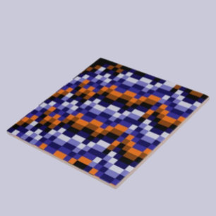 Carreau de céramique en pixel art – Bleus, orange 