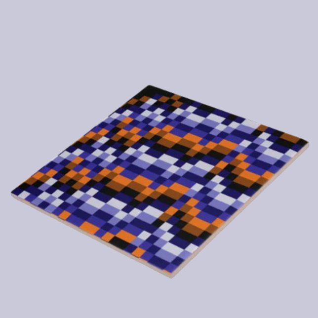Carreau de céramique en pixel art – Bleus, orange  (Créateur téléchargé)