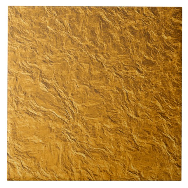 Carreau de céramique - Feuille d'or texturée (Devant)