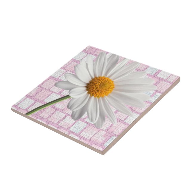 Carreau de céramique Fleur de marguerite blanche (Côté)